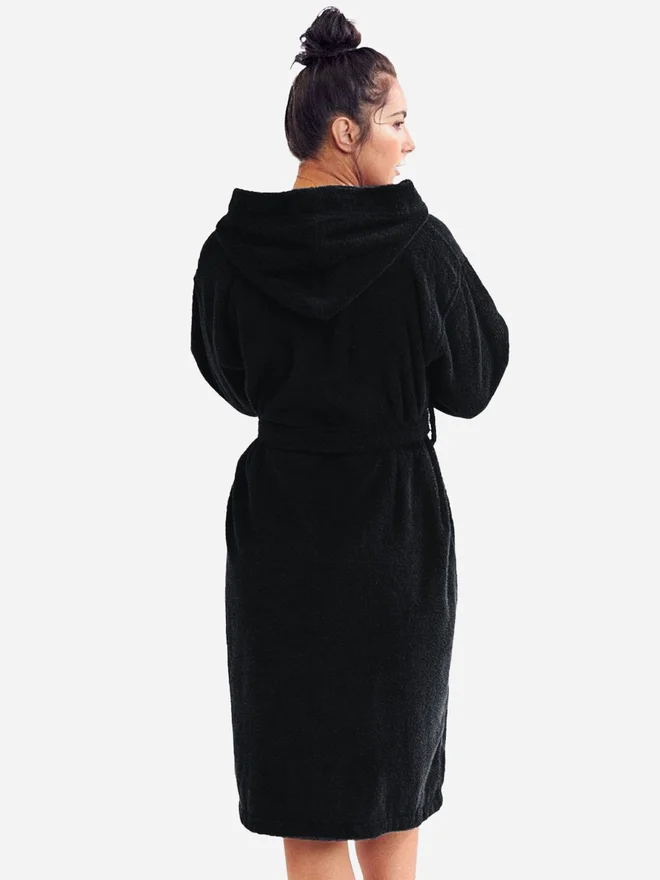 1Chase 1CHASE Hooded Bathrobe, Black, Small-Medium, UNISEX